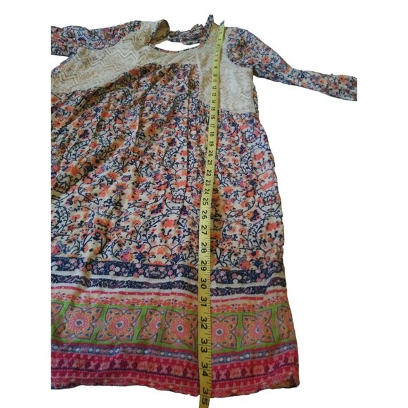 Allison Brittney Boho Floral Print Midi Dress Tunic Women's Size Medium - Picture 13 of 15